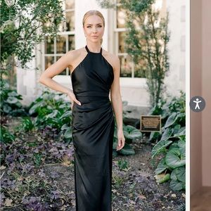 Black formal satin dress